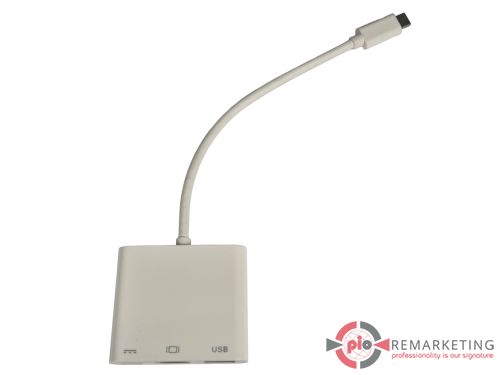Przejdź do produktu Adapter renkforce C-HDMI+CF+AF-P USB-C HDMI USB-A biały