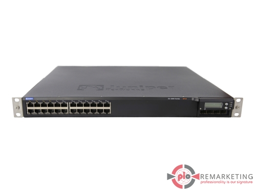 Przejdź do produktu Juniper EX3200-24T | Switch | 24× 1 Gb/s (8× | PoE) | 4× 1 Gb/s SFP Module | Zarządzalny | Uszy